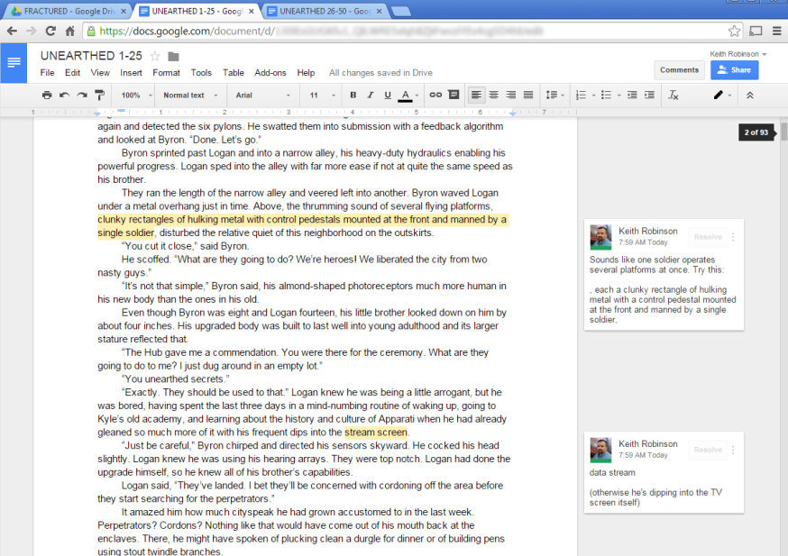 Google Docs shared between two authors